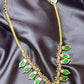 Green & Pink Enamel Heritage Necklace with Round Pendant