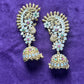 Grand Peacock Design Ear Cuff with Kundan Jhumka Drops