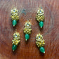 Golden Lotus Hair Accessory with Green Bead Drop & Ghungroo Cluster