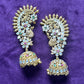 Grand Peacock Design Ear Cuff with Kundan Jhumka Drops
