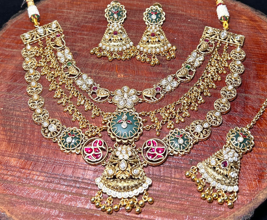 Heritage Meenakari Temple Necklace Set