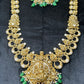 Lakshmi Antique Temple long Necklace with Emerald Drops