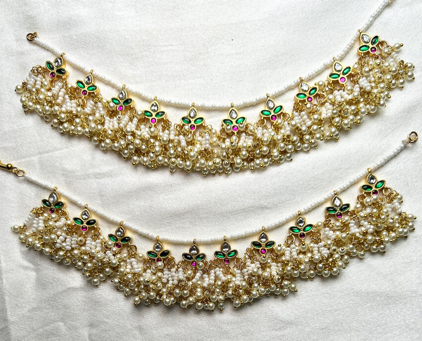 Kundan & Pearl Cluster Bridal Kana Chains