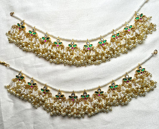 Kundan & Pearl Cluster Bridal Kana Chains