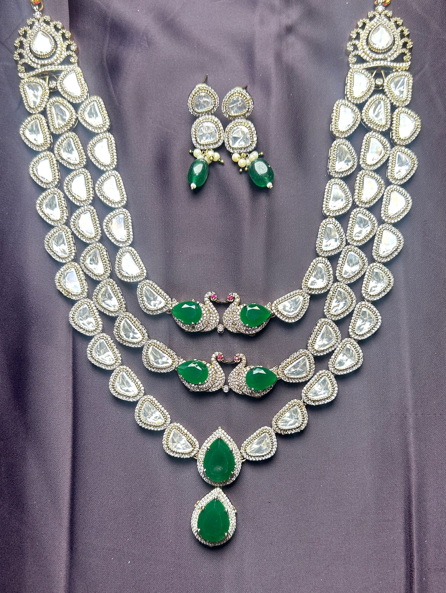 Emerald Peacock Kundan Necklace Set
