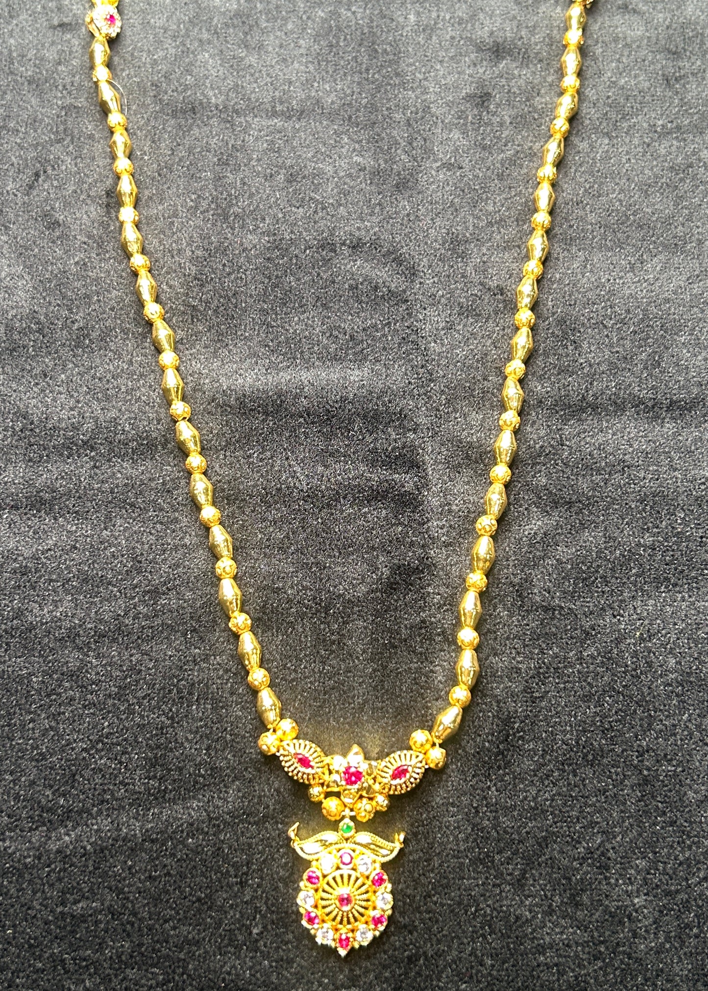 Heritage Ruby & Gold Bead Necklace