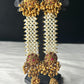 Traditional Pakke Long Earrings with Pearls & Kemp Work