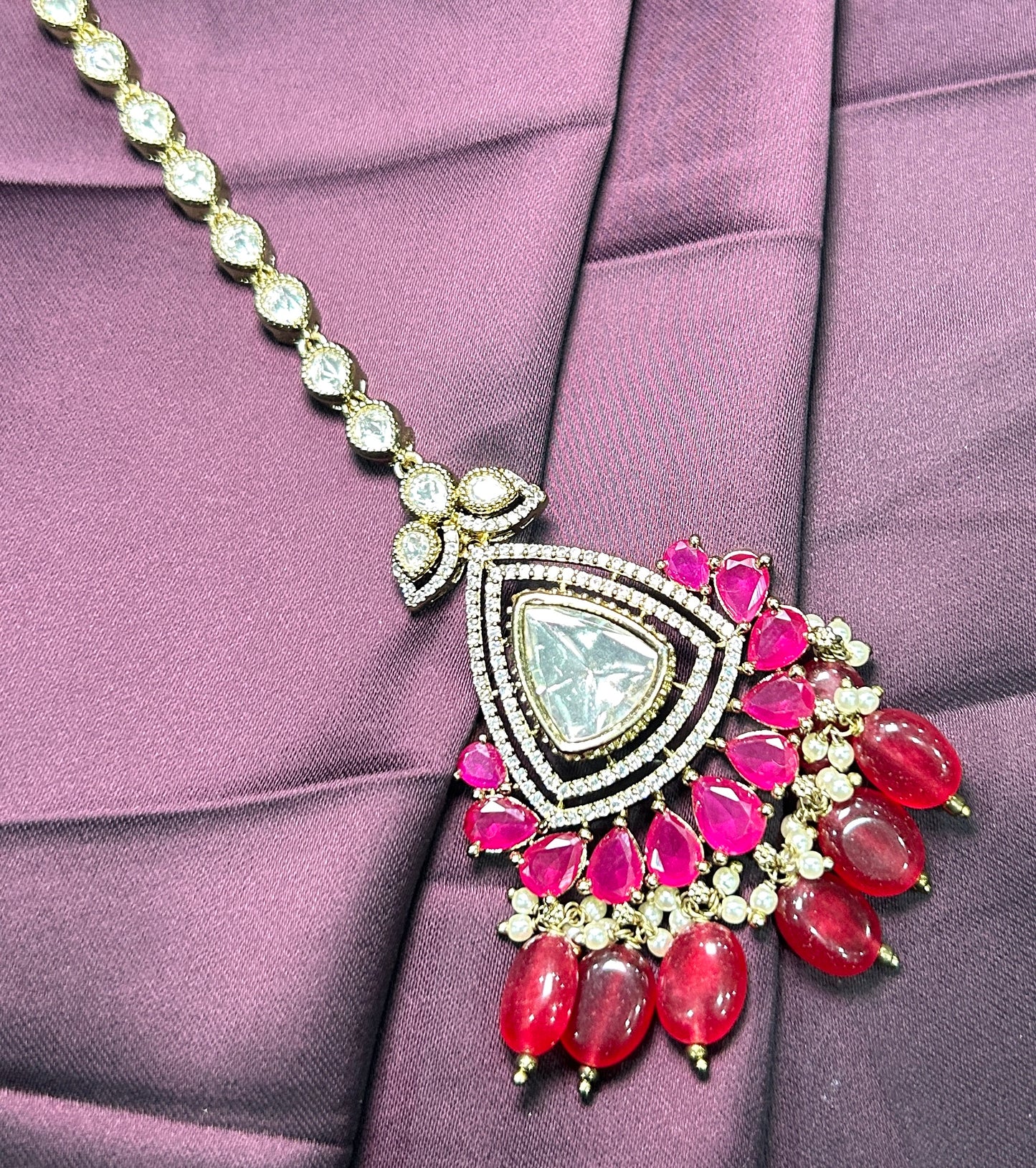 Royal Ruby & Polki Maang Tikka