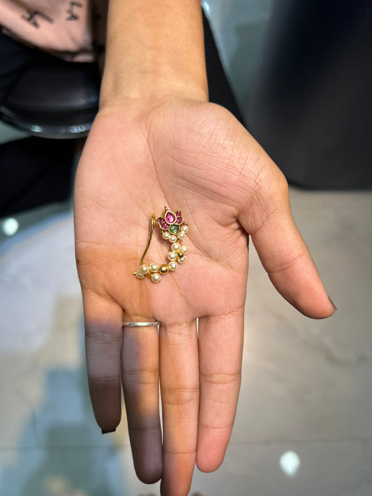 Multicolour Kundan Pearl Maharashtrian Nath