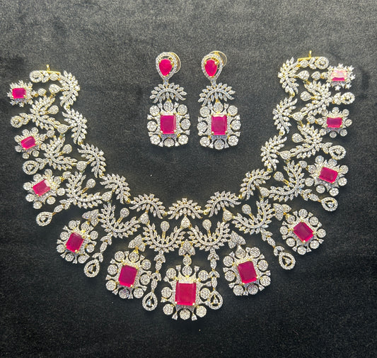 Royal Fuchsia Bridal Necklace Set