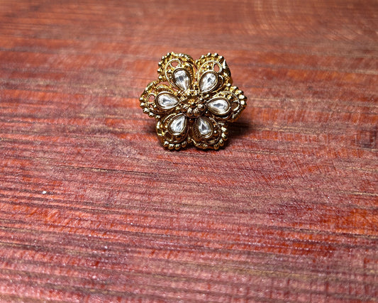 Floral Kundan Statement Ring