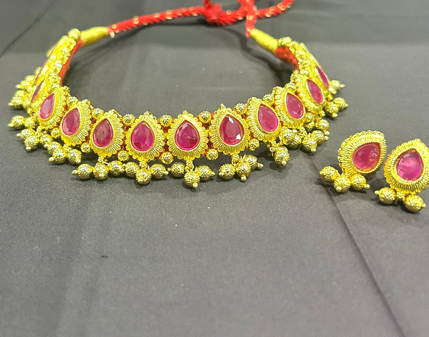 Royal Ruby Drop Choker Set