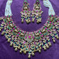 Grand Pachikundan Bridal Necklace Set with Temple Chariot Motifs
