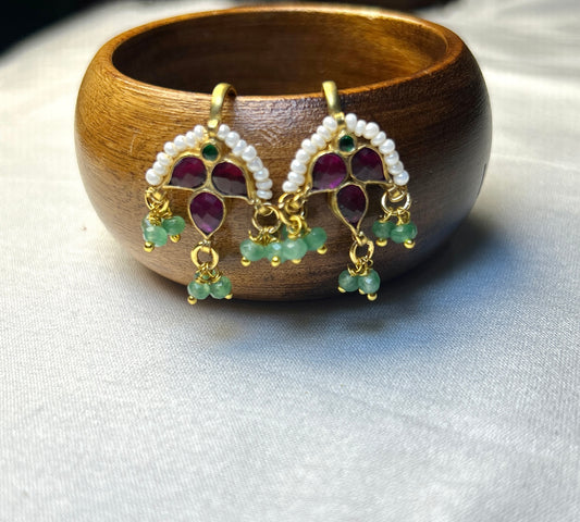 Crescent Arch Kundan Bugdi Earrings
