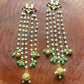 Lotus Long Hair Accessory with Pearl Chains & Green Beads – Bridal Juda Accessory