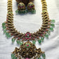 Antique Peacock Bridal Necklace Set with Green Drops