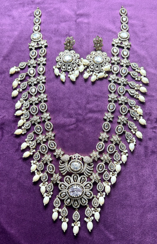 Majestic Peacock Motif Bridal Necklace Set with Earrings