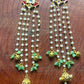 Lotus Long Hair Accessory with Pearl Chains & Green Beads – Bridal Juda Accessory
