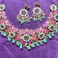 Royal Kundan & Enamel Choker Necklace Set in Pink & Green
