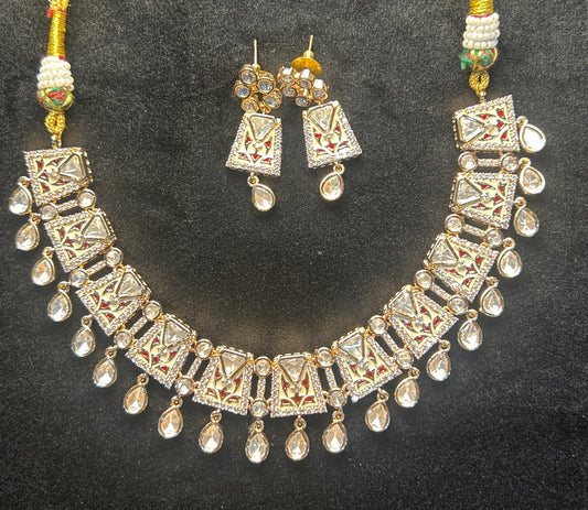 Rajputana Enamel Kundan Necklace Set