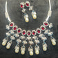 Scarlet Pearl Drop Necklace Set