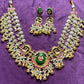 Antique Pachikundan Necklace Set with Twin Peacock Motifs