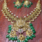 Lakshmi Antique Temple Necklace with Emerald Drops