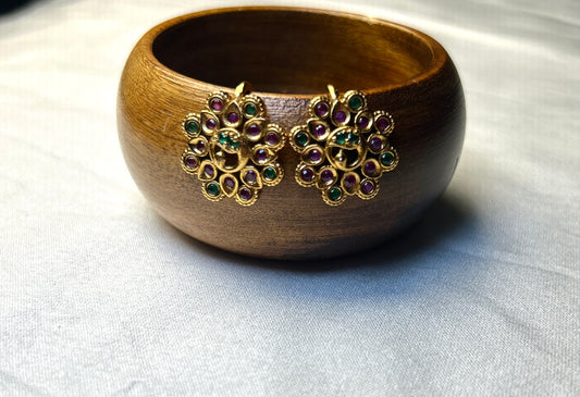 Antique Floral Chakra Bugdi Earrings