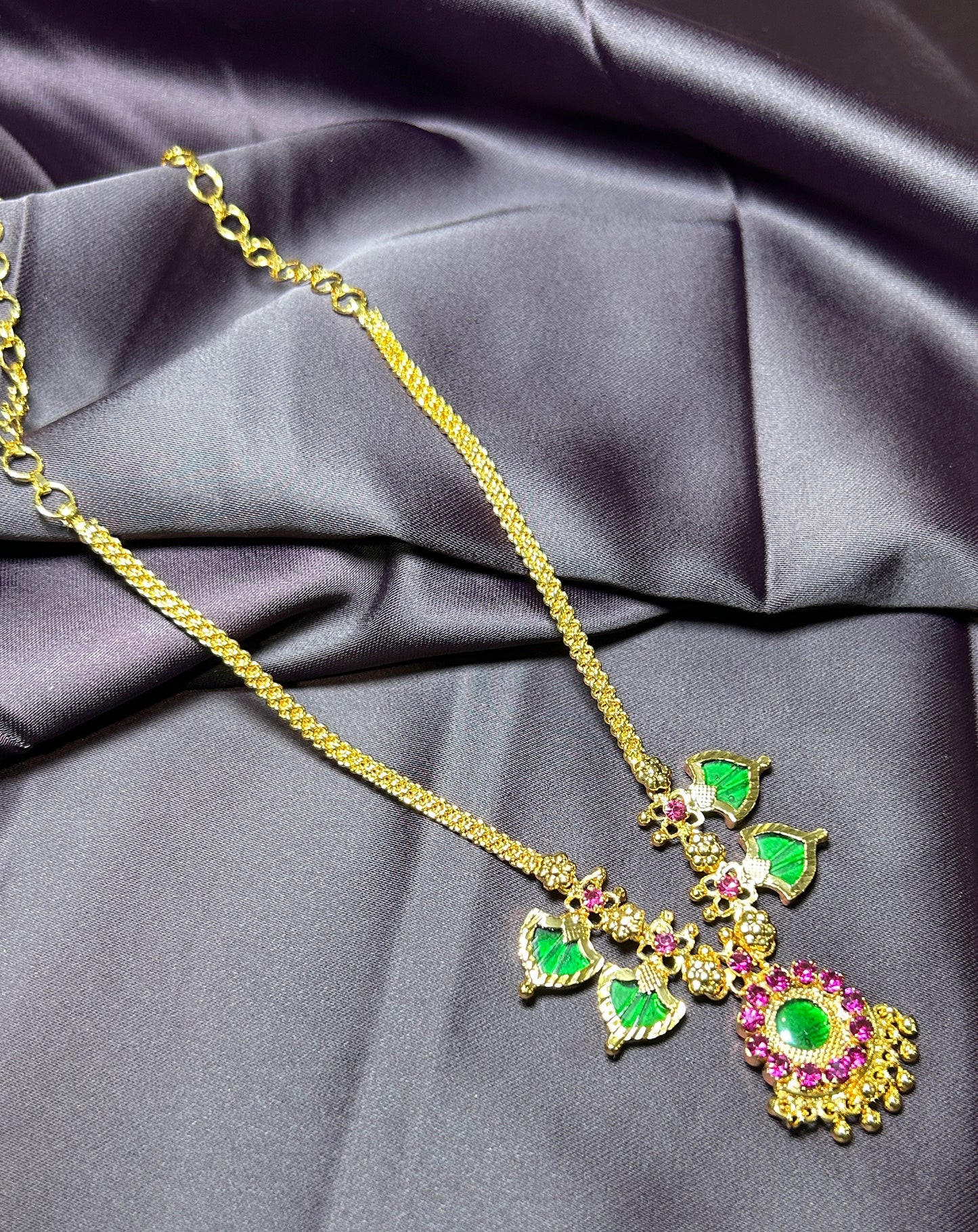 Green Enamel Haar with Statement Pendant