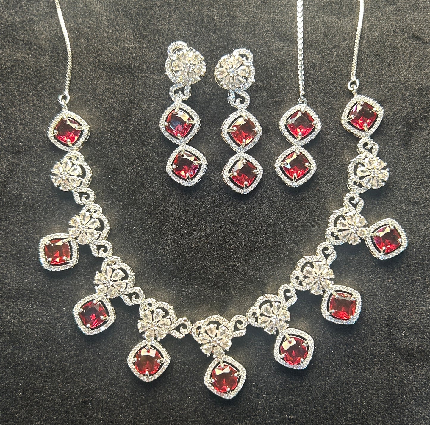 Regal Ruby Stone Necklace Set