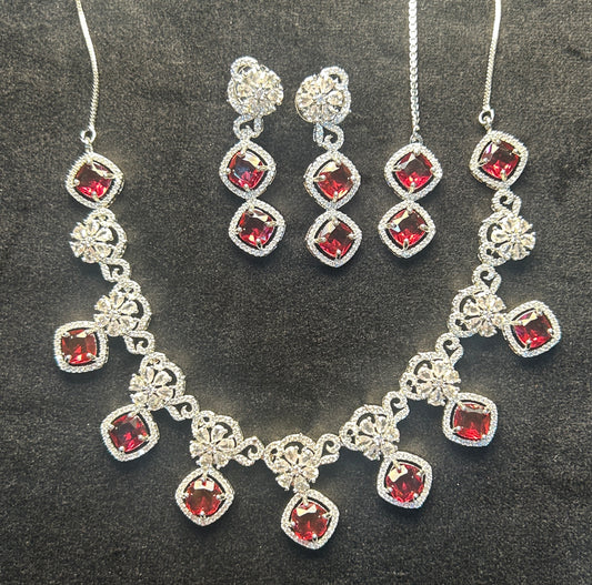 Regal Ruby Stone Necklace Set