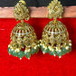 Emerald Beaded Peacock Jhumka