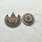 Ruby-CZ South Indian Sun & Moon Hair Brooch Set