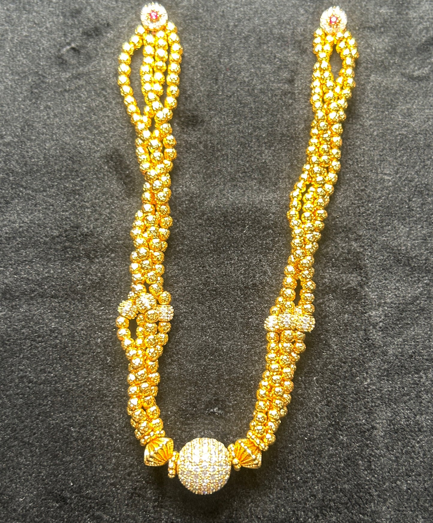 Golden Bead Sparkle Ball Necklace