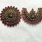 Antique South Indian Sun & Moon Brooch – Ruby Matte Finish