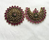 Antique South Indian Sun & Moon Brooch – Ruby Matte Finish
