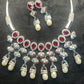Scarlet Pearl Drop Necklace Set