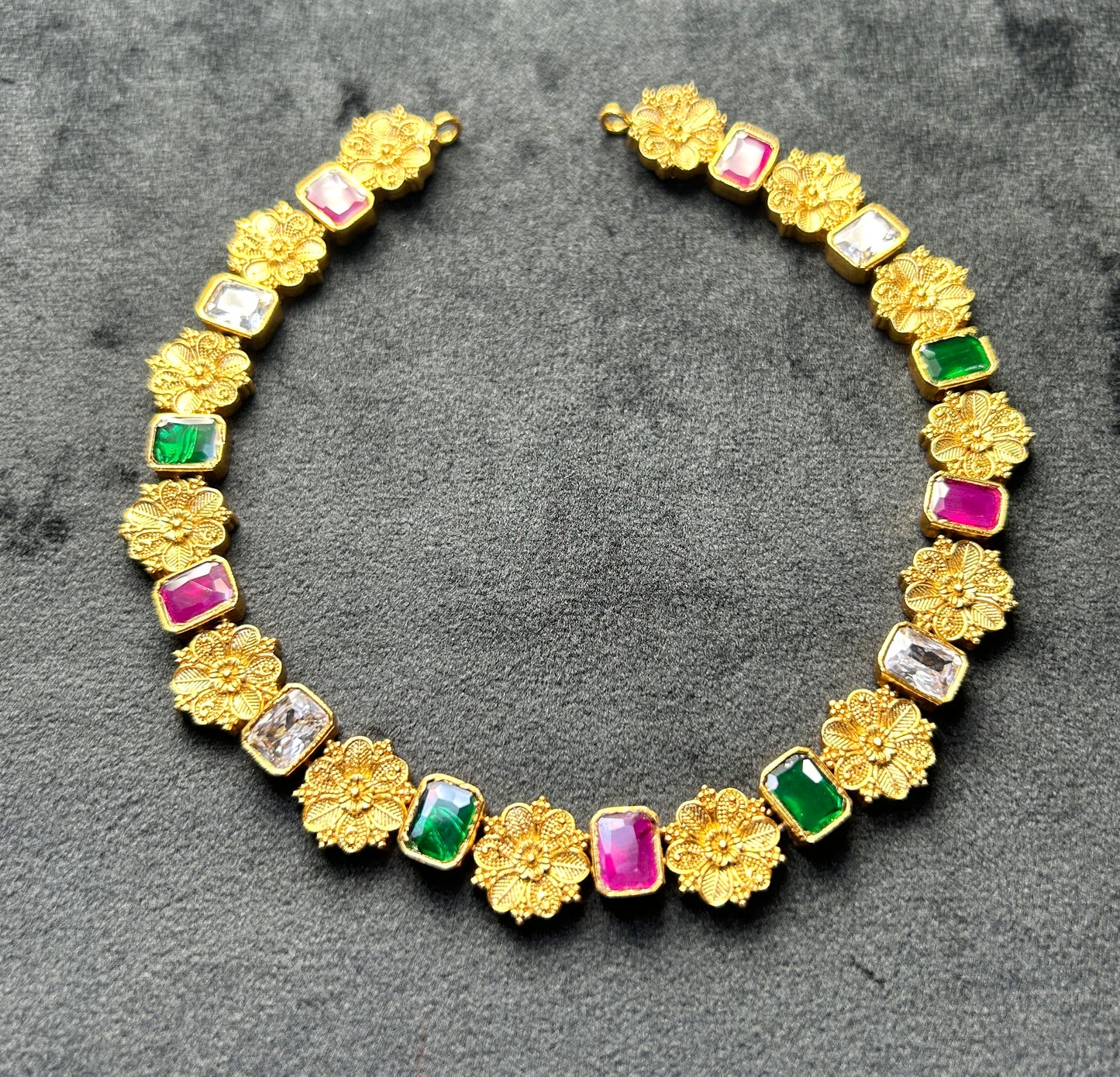 Floral Chakra Stone Necklace Set