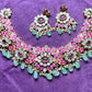 Royal Kundan & Enamel Choker Necklace Set in Pink & Green