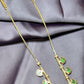 Green Enamel Leaf Charm Necklace