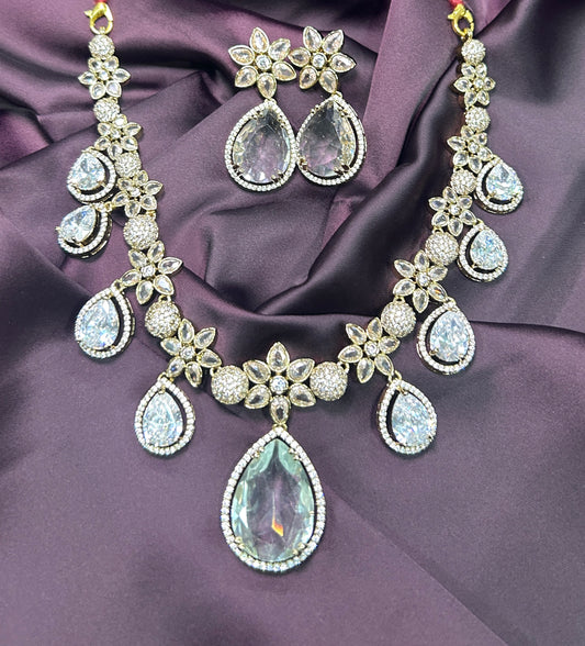 Crystal Teardrop Necklace Set