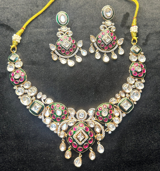 Ruby Meenakari Kundan Bridal Necklace Set