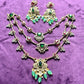 Multilayer Ruby-Emerald Stone Necklace Set with Earrings