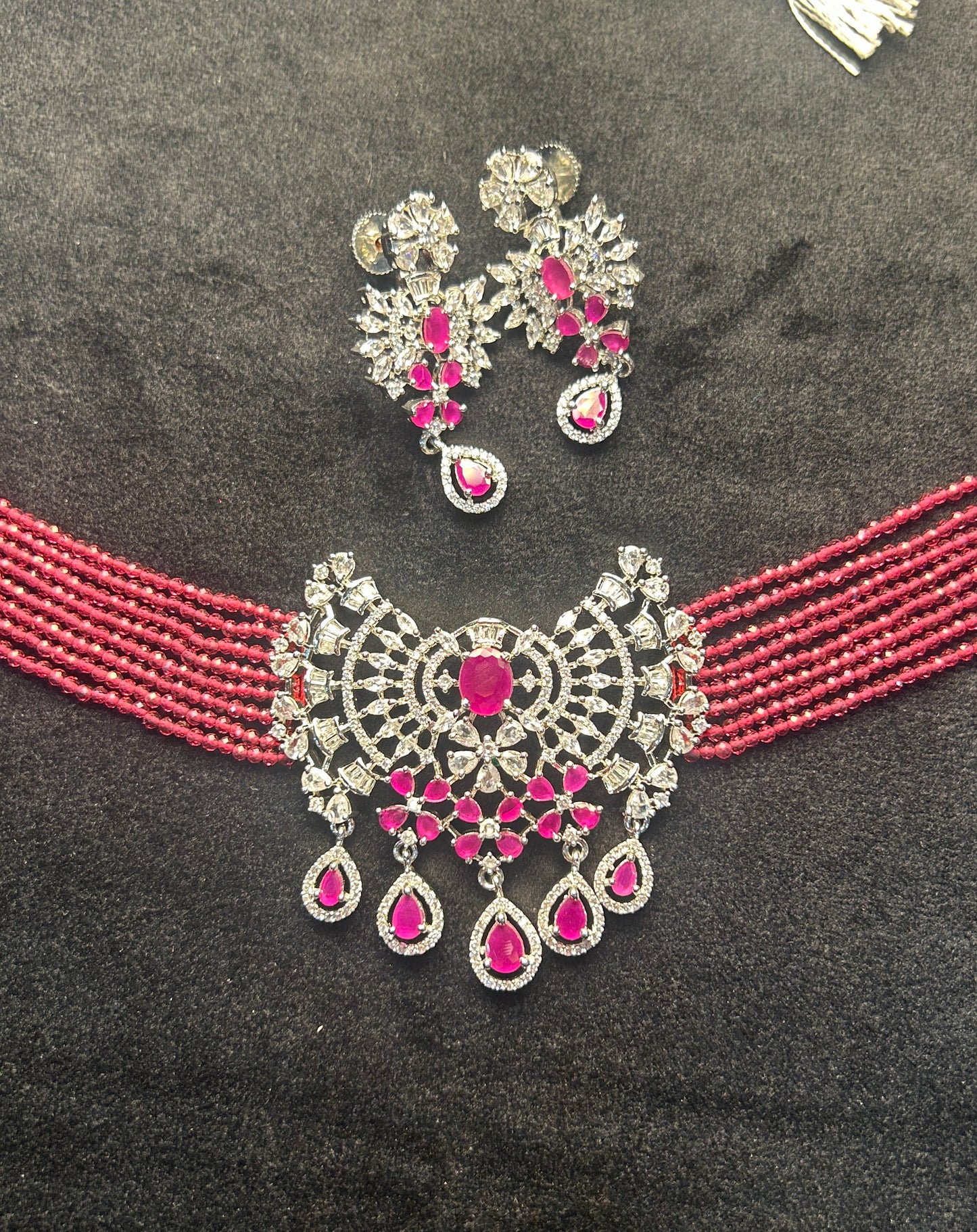 Rosé Radiance Beaded Choker Set
