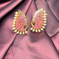 Pink & Green Peacock Wing Earrings