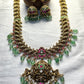 Antique Peacock Bridal Necklace Set with Green Drops