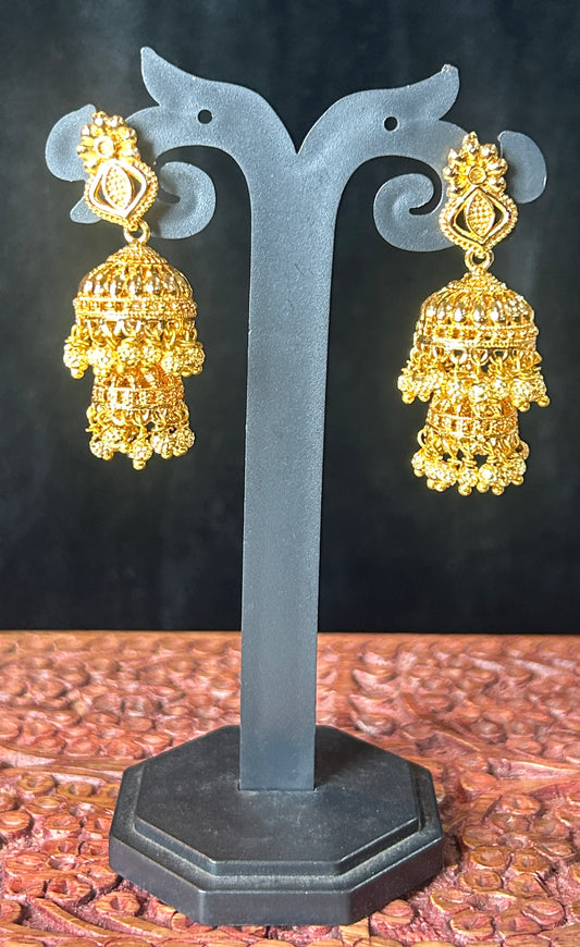 Grand Double Layered Gold Jhumkas