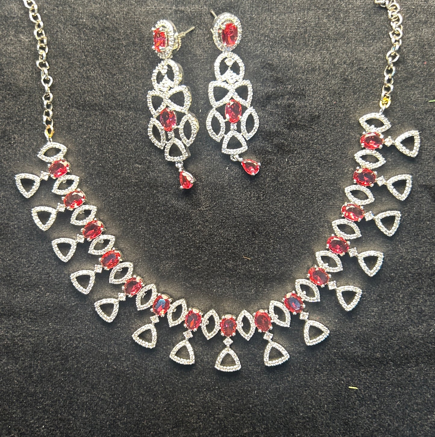 Crimson Charm Designer Necklace Set