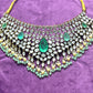 Emerald Green Stone Choker Set with Earrings