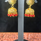 Golden Blossom Red Beaded Jhumkas